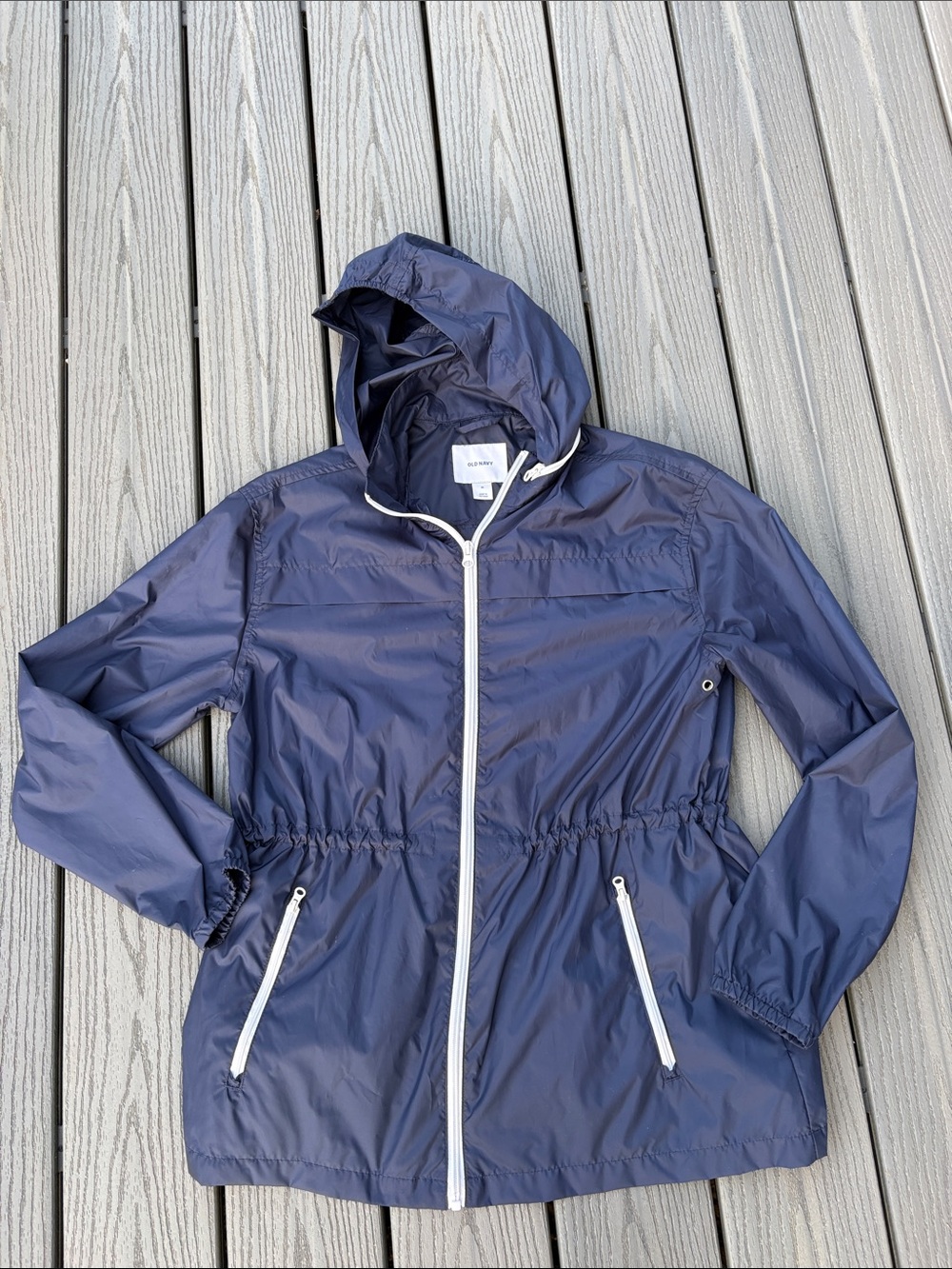 Old Navy Navy Blue Hooded Windbreaker Jacket